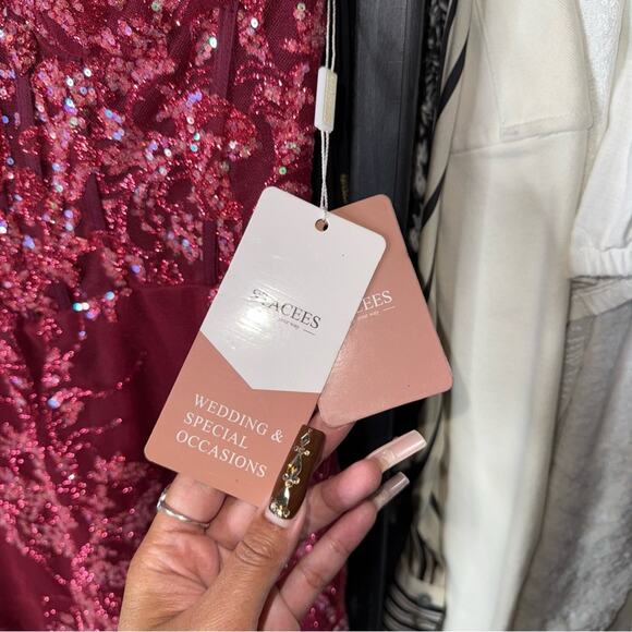 Stacees Sparkly Cabernet Sequin Corset Mini Dress - Picture 8 of 8